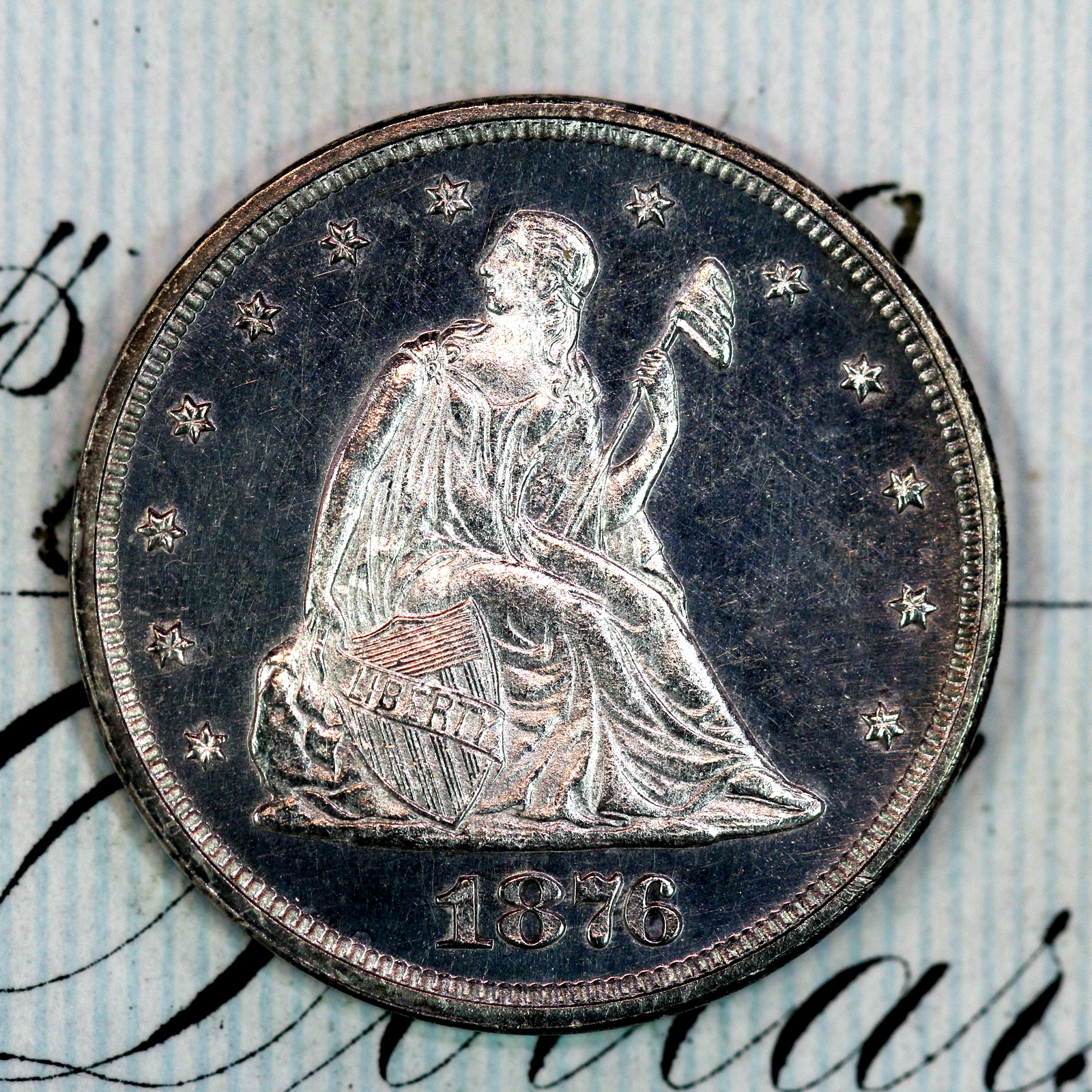 1876 20C Seated Liberty Twenty Cent DCAM - PR+ obverse