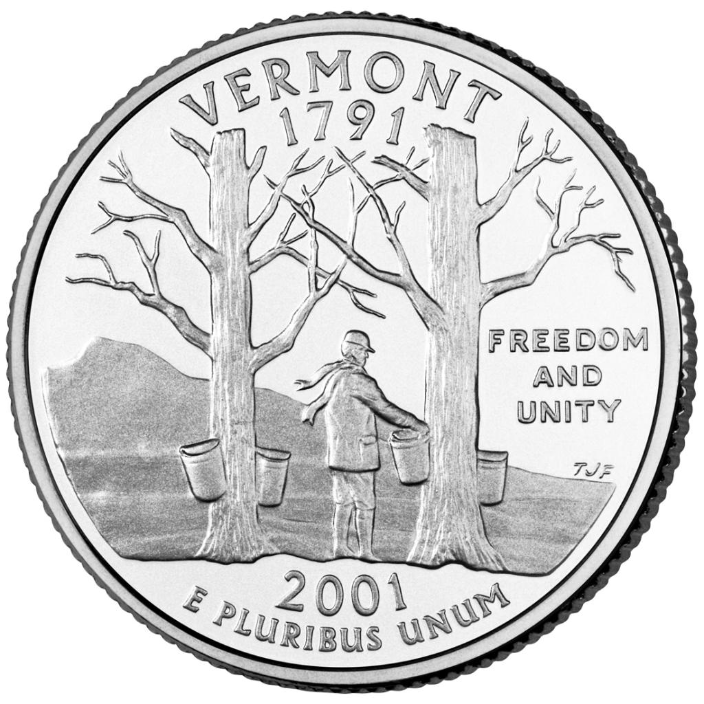 2001 Vermont 25 Cent reverse