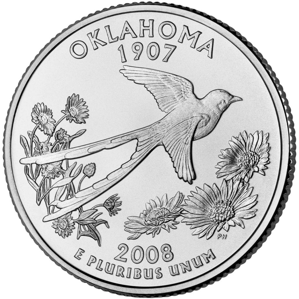 2008 Oklahoma 25 Cent reverse
