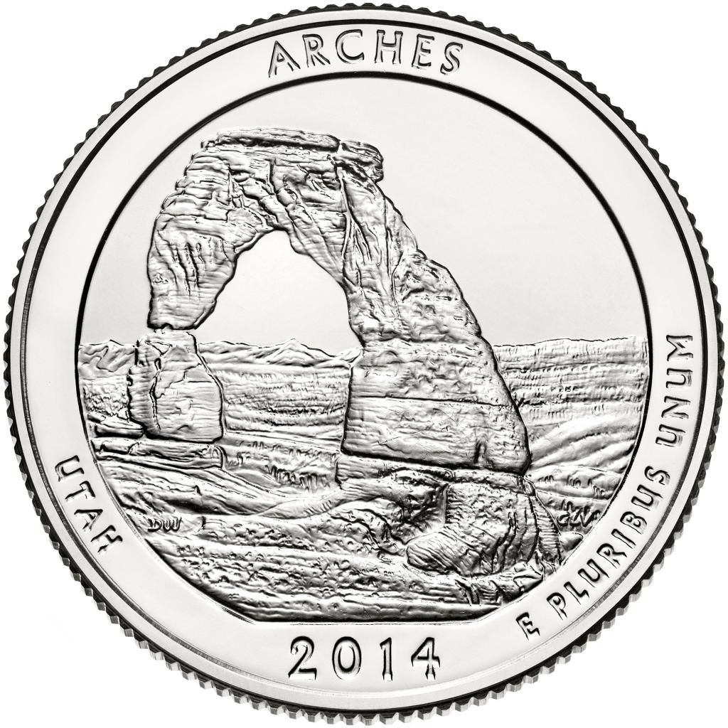 2014 Arches National Park 25 Cent reverse