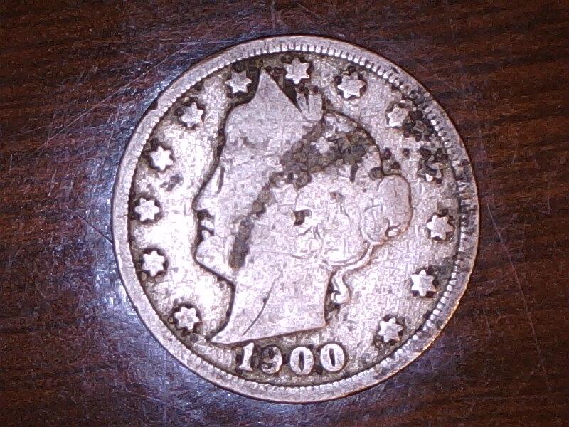 1900 "V" Nickel 5 Cent obverse