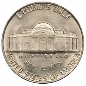 1942 Monticello 5 Cent reverse