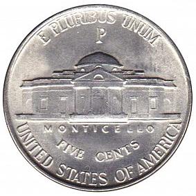 1945 Monticello 5 Cent reverse
