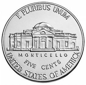 2016 Jefferson Monticello 5 Cent reverse