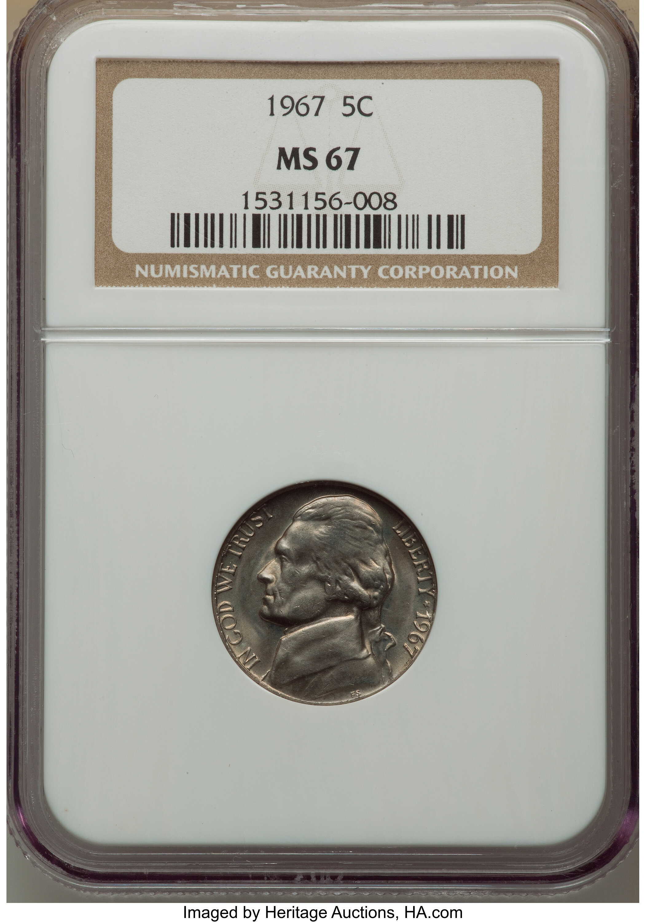 1967 5C Jefferson Nickel MS 67 NGC.