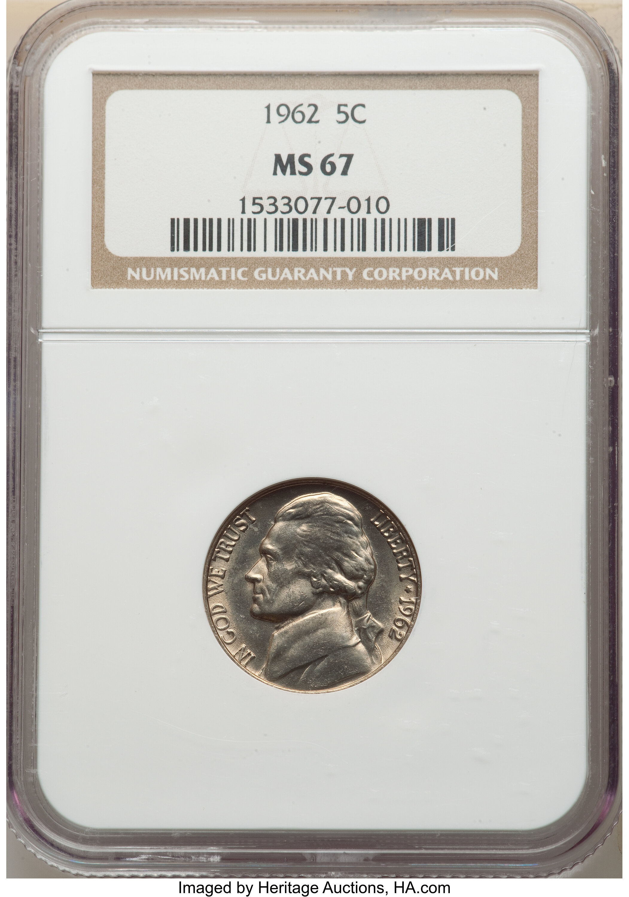 1962 5C Jefferson Nickel MS 67 NGC.
