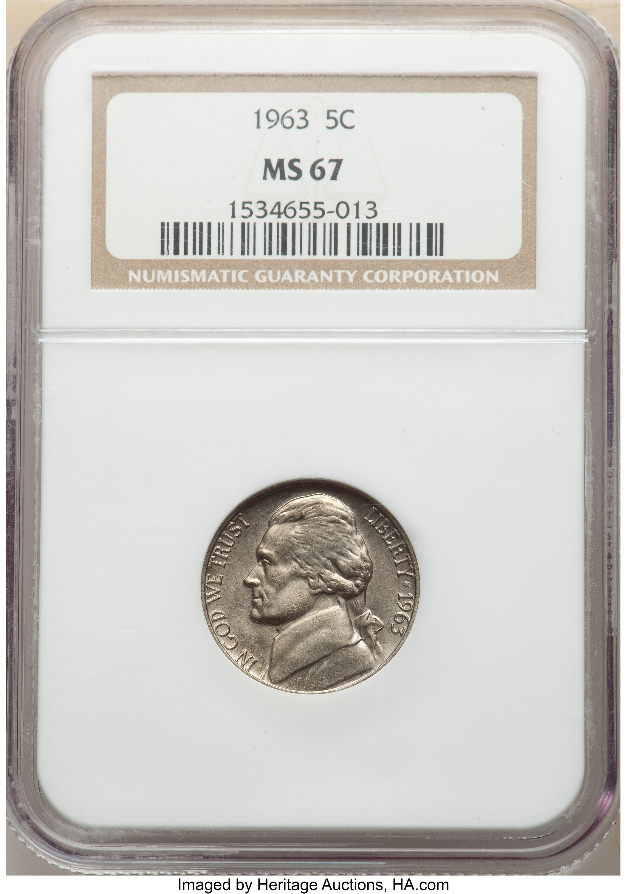 1963 5C Jefferson Nickel MS 67 NGC.