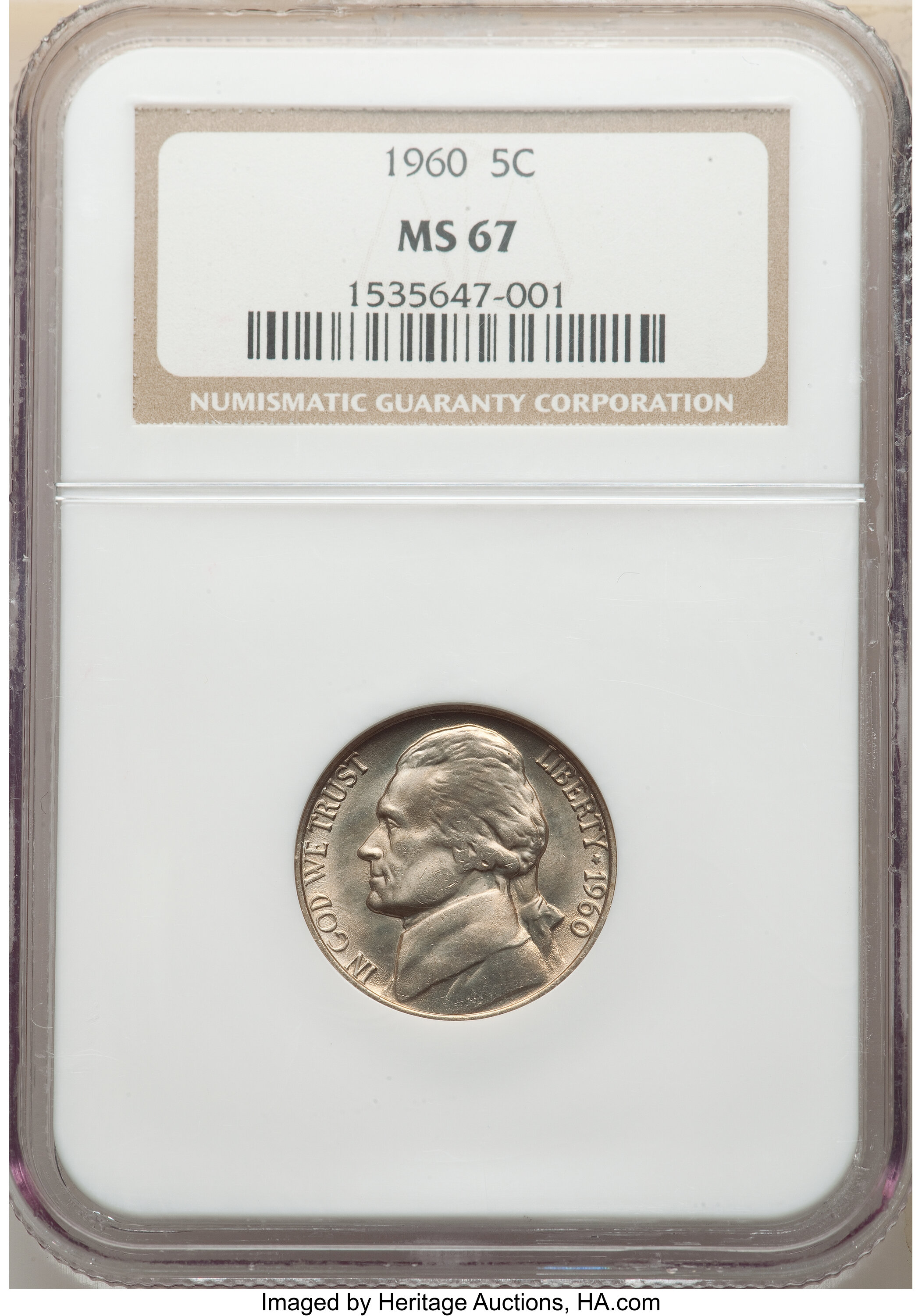 1960 5C Jefferson Nickel MS 67 NGC.