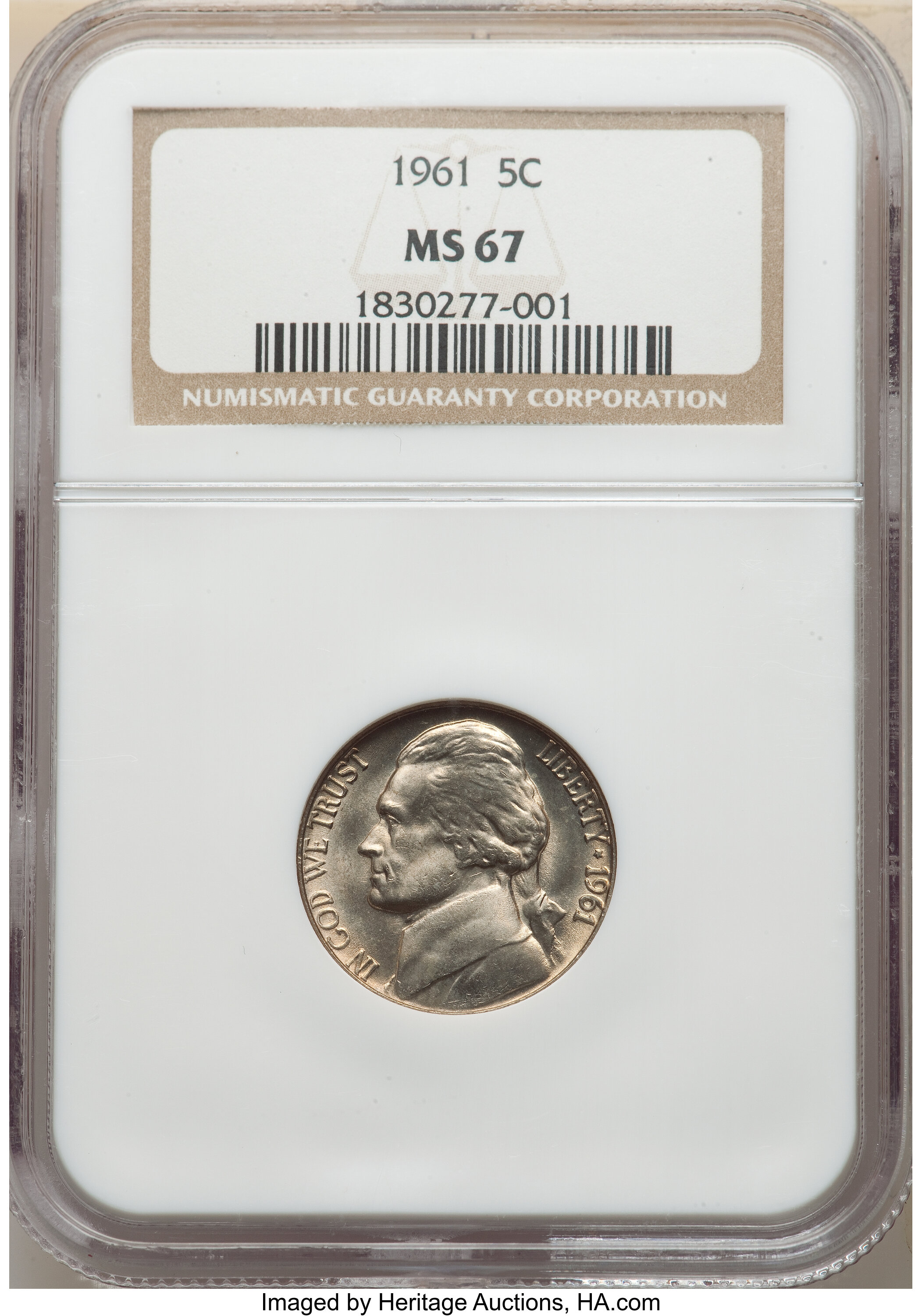 1961 5C Jefferson Nickel MS 67 NGC.