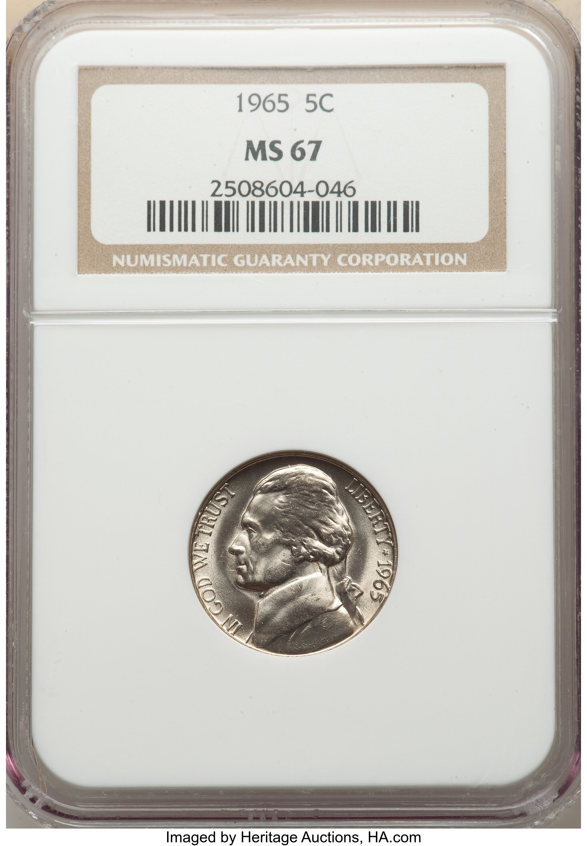 1965 5C Jefferson Nickel MS 67 NGC.